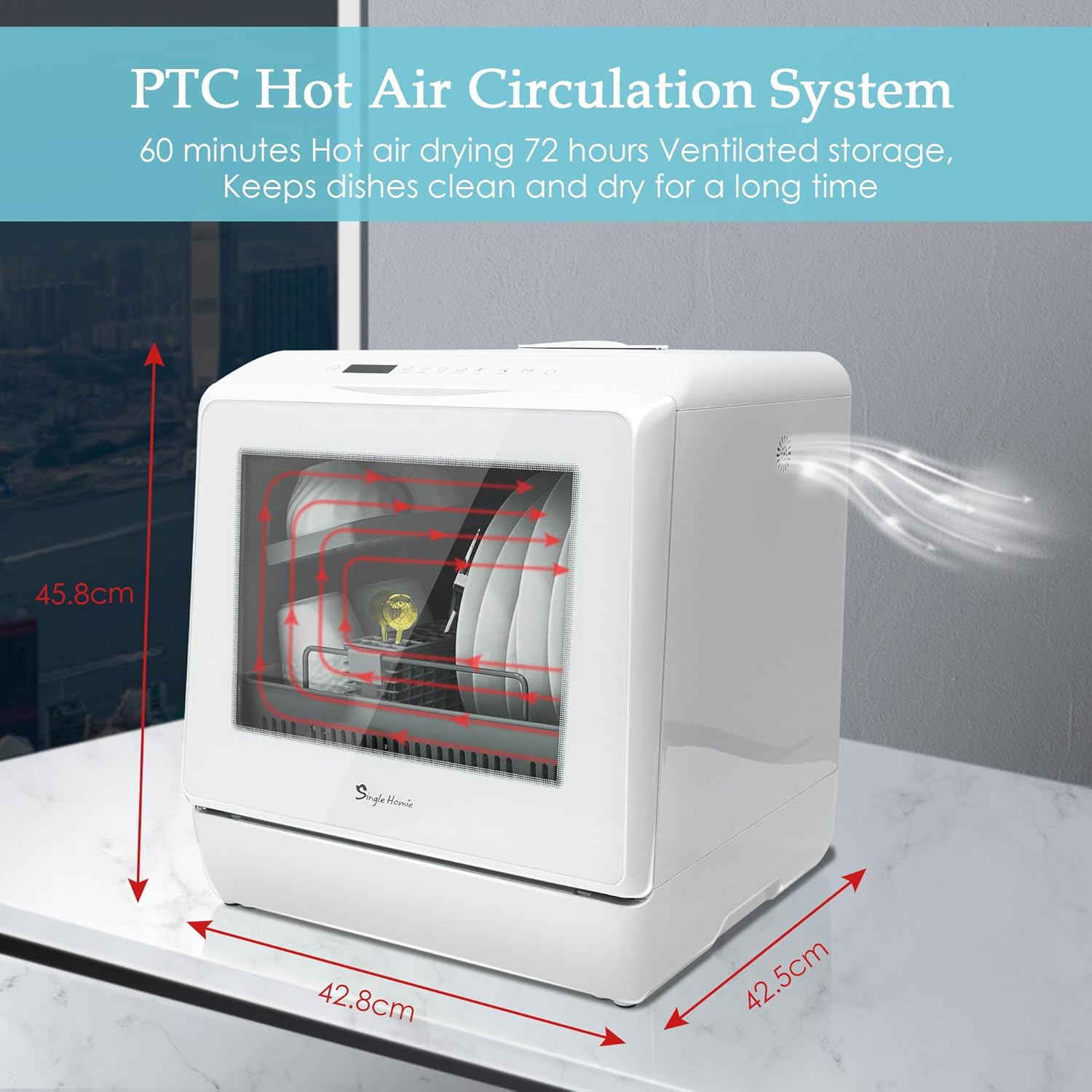 Lave-vaisselle de table - compact - 5 programmes, écran LED, portable