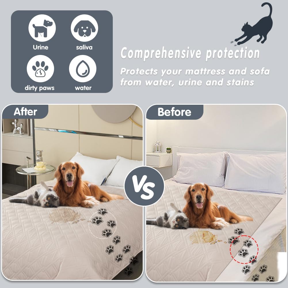 DUJUIKE - housse imperméable canapé - 208x208 cm - protection animaux, base antidérapante