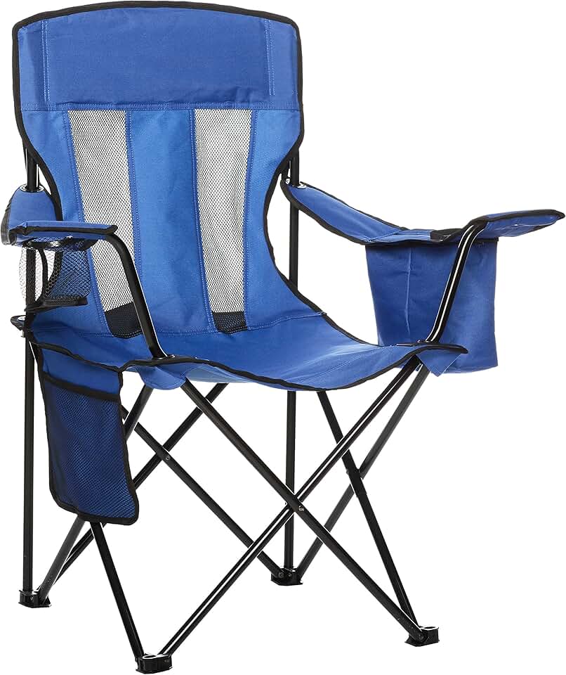 mx-dealz Basics - chaise de camping pliante - dossier haut, poche isotherme