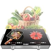 Cooksir Plaque Vitrocéramique 2 Feux avec Fiche, 3200W, 56cm Table de Cuisson Deux Foyers Portabl...