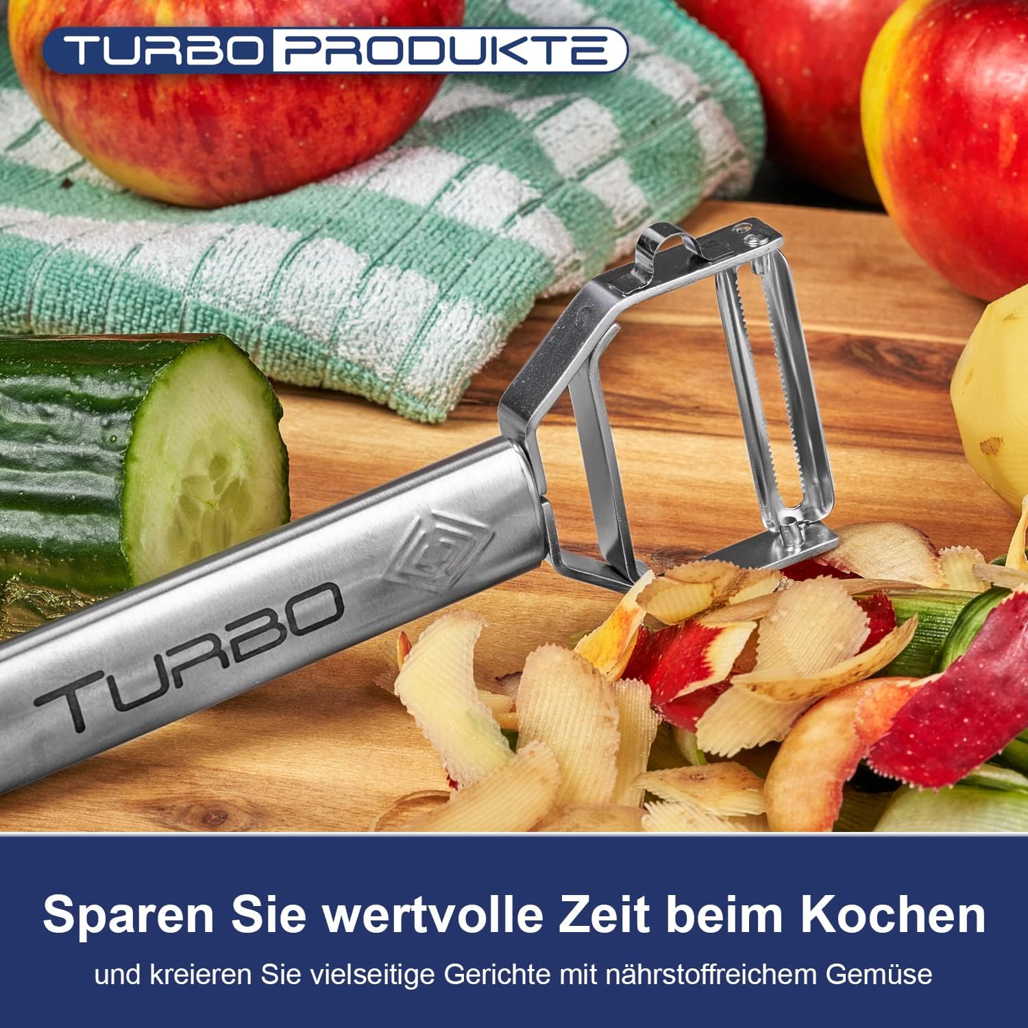 Turbo Produkte - éplucheur rosé inox 3 en 1, lame pendulaire fruits/légumes