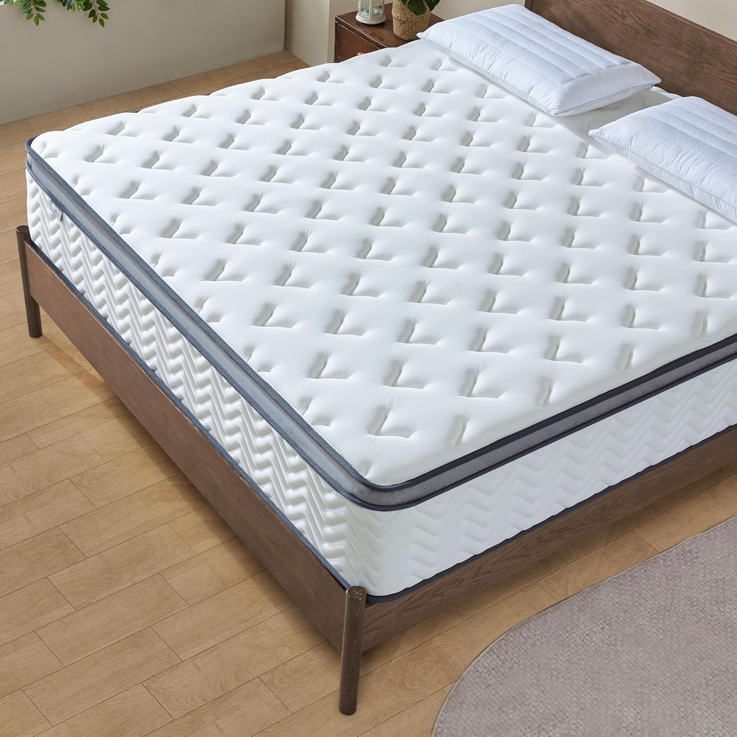 Matelas hybride 180x200cm - ressorts ensachés, mémoire de forme, mi-ferme