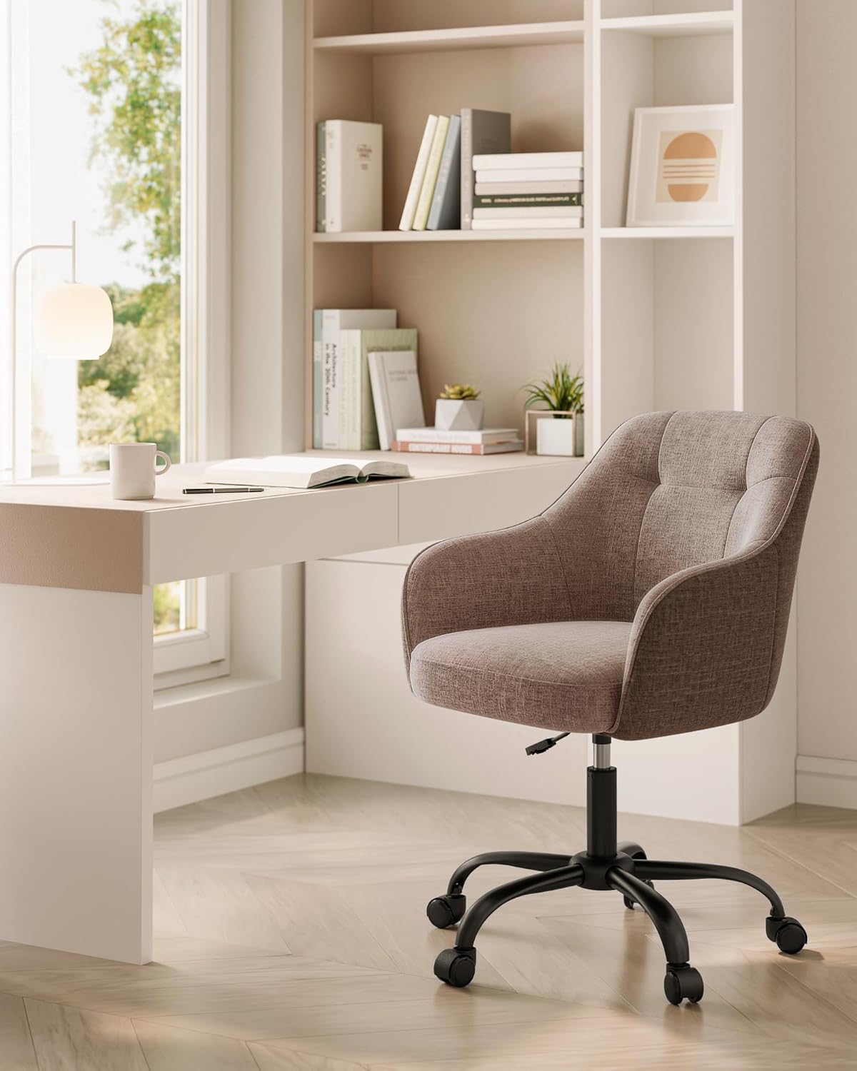 SONGMICS - chaise de bureau ergonomique - hauteur réglable, tissu coton-lin, cadre acier, capacité 110 kg - OBG019K01