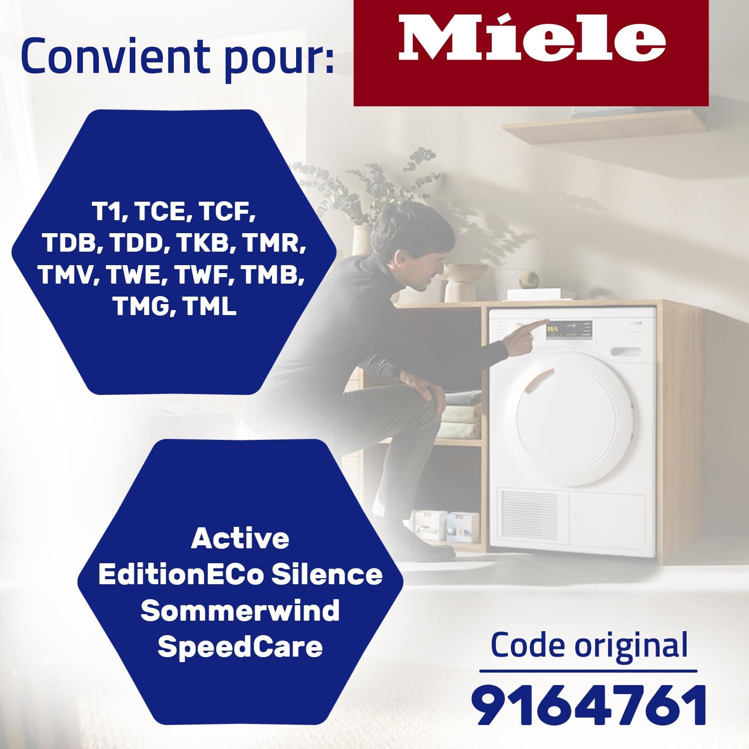 Miele - filtre sèche-linge série 9164761 - 208x155x30 mm - mousse garantie 10 ans - 9164761