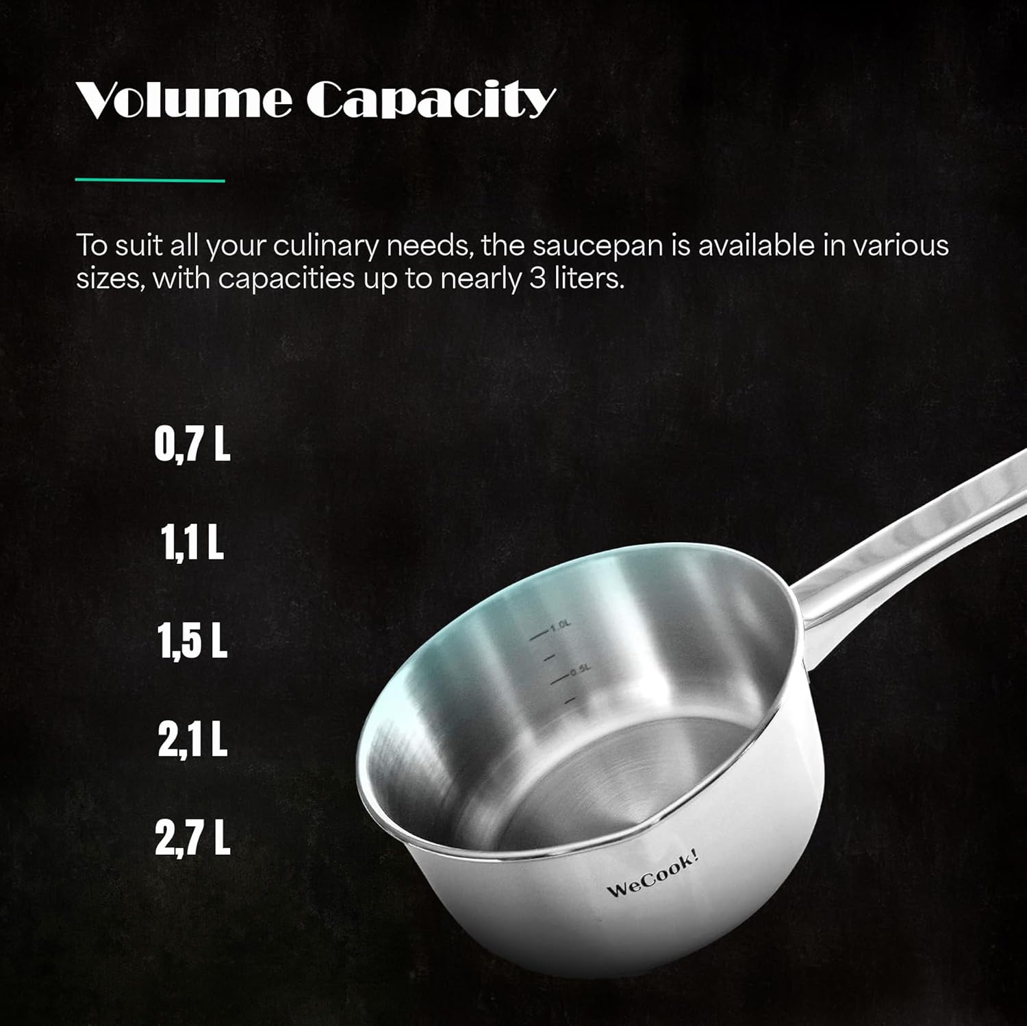 Wecook - casserole inox 18/10 - Ø12cm - bec verseur, graduation, 0,7L, induction