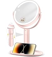 MOMOKUBA Miroir cosmétique avec éclairage – Miroir de maquillage réglable en hauteur de 7" avec éclairage, ...