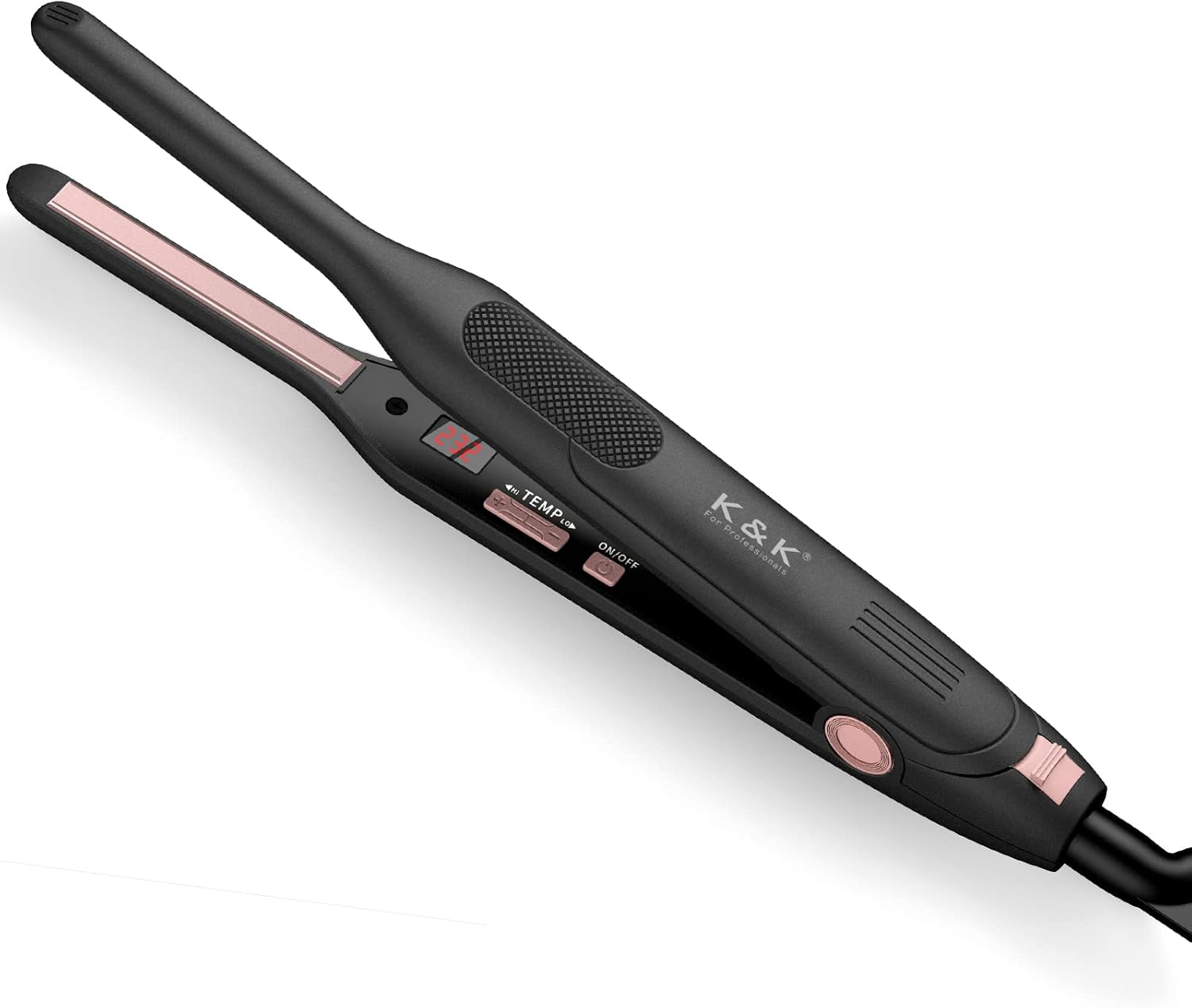 K&K - Mini Lisseur Cheveux Court - 2 en 1, titane, 50-230°C, arrêt auto