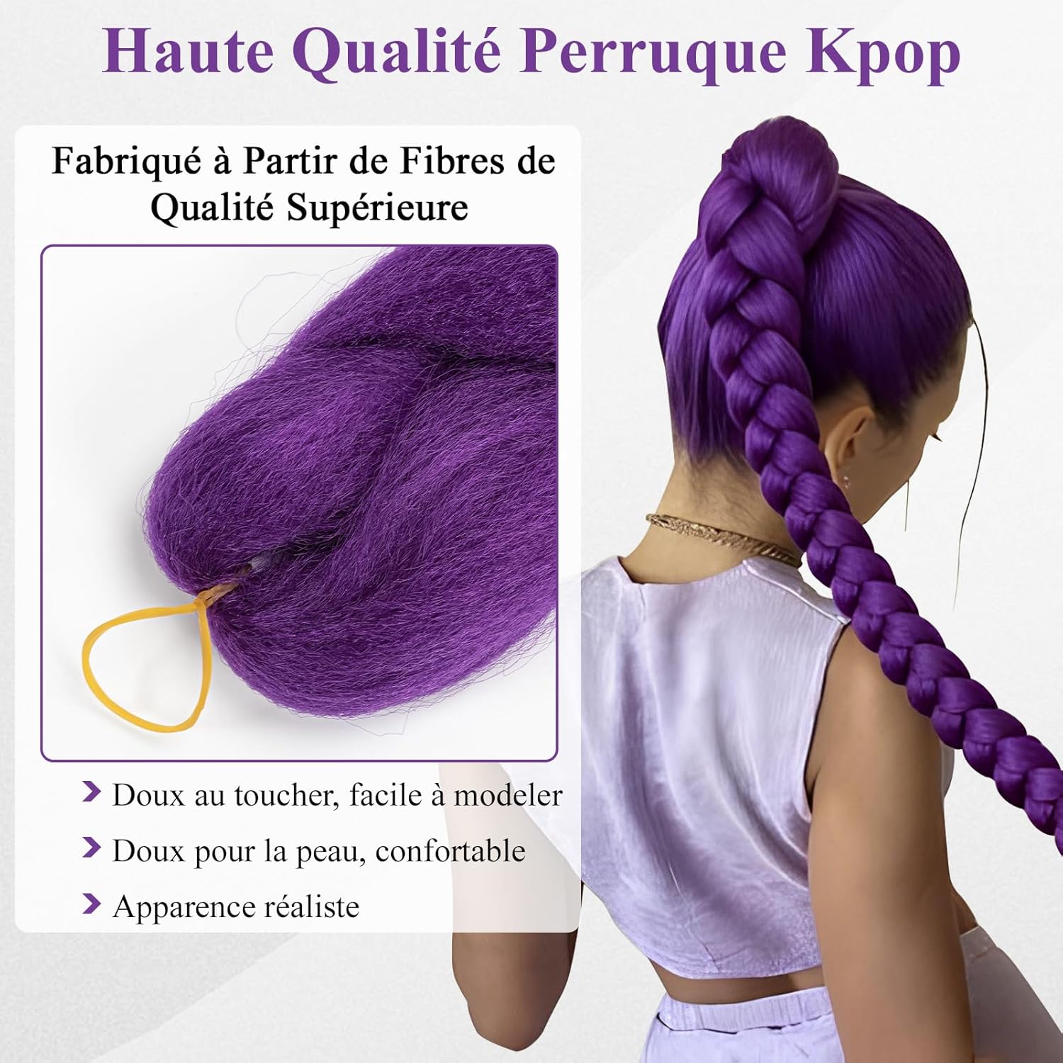 Perruque - violette enfant/femme - cosplay Halloween Kpop - 2 pièces