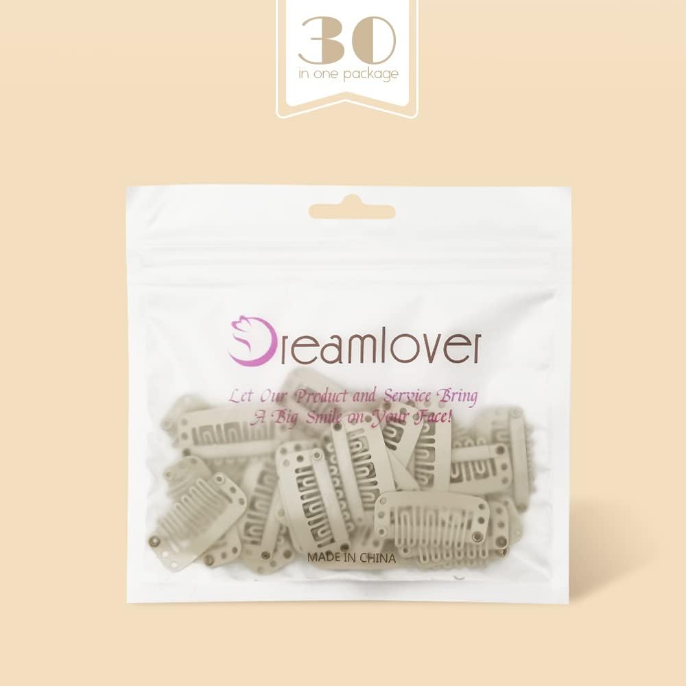 Dreamlover - pinces à perruque métal, blanc cassé, lot de 30, fixation sécurisée