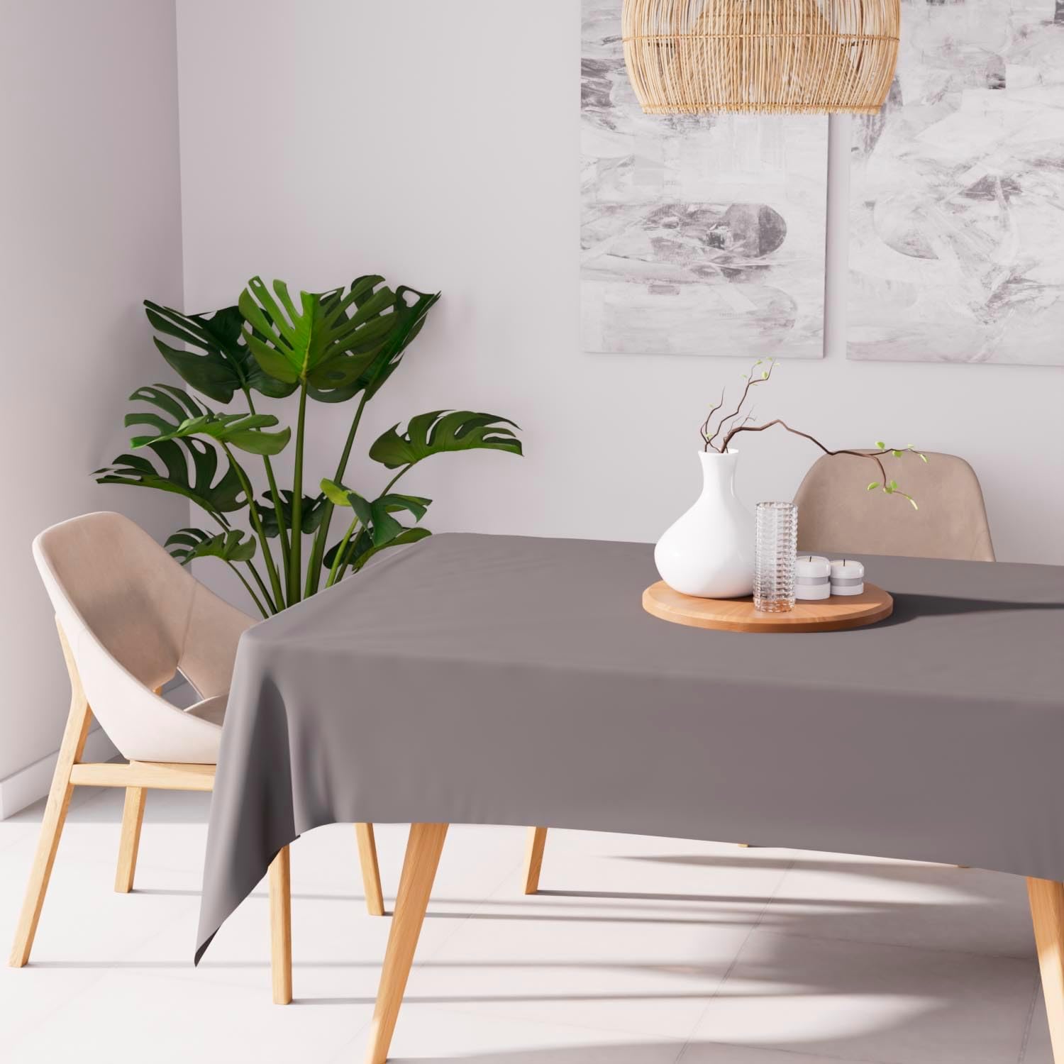 Soleil d'Ocre - Nappe rectangle anti-taches - 140x300 cm - polyester gris