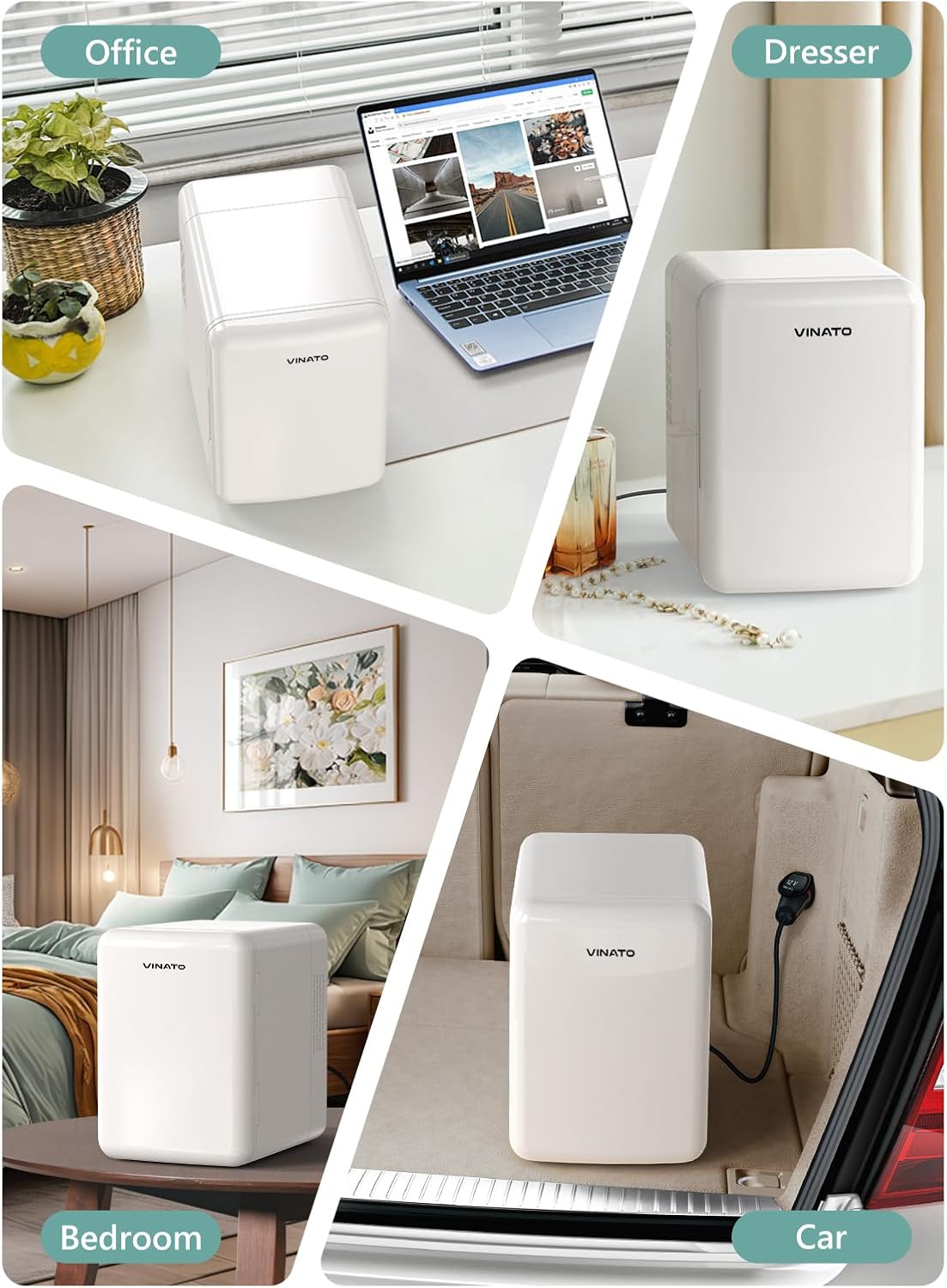 VINATO - Mini frigo 4L - compact, portable, AC/DC, chambre, voiture