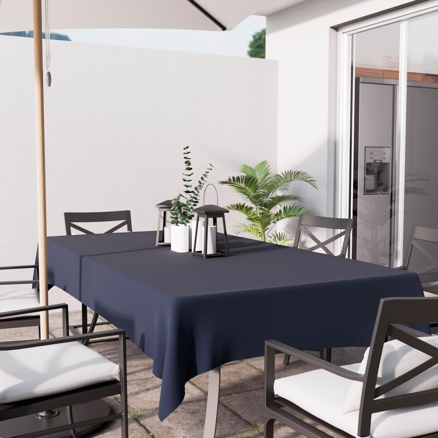 Soleil d'Ocre - Nappe rectangle anti-taches - 140x240 cm - polyester bleu marine