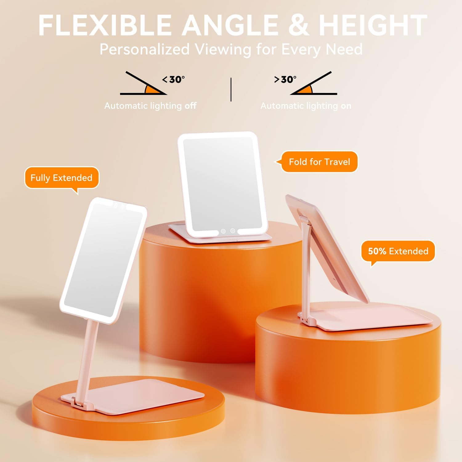 Auxmir - miroir maquillage série LED - 48 LED - USB rechargeable, écran tactile