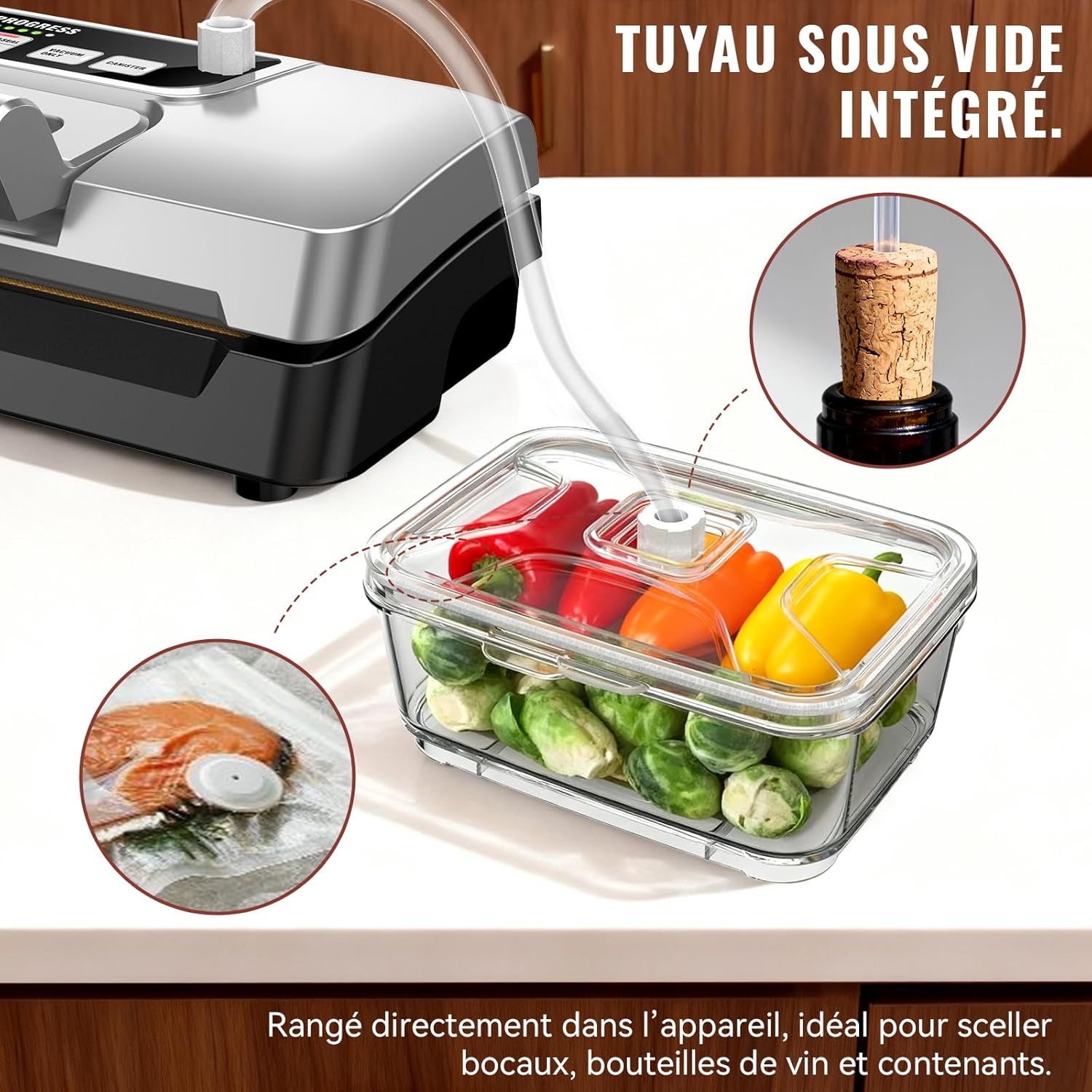 Machine sous vide alimentaire - 20L/min, 90kPa, double pompe, coupe-sacs