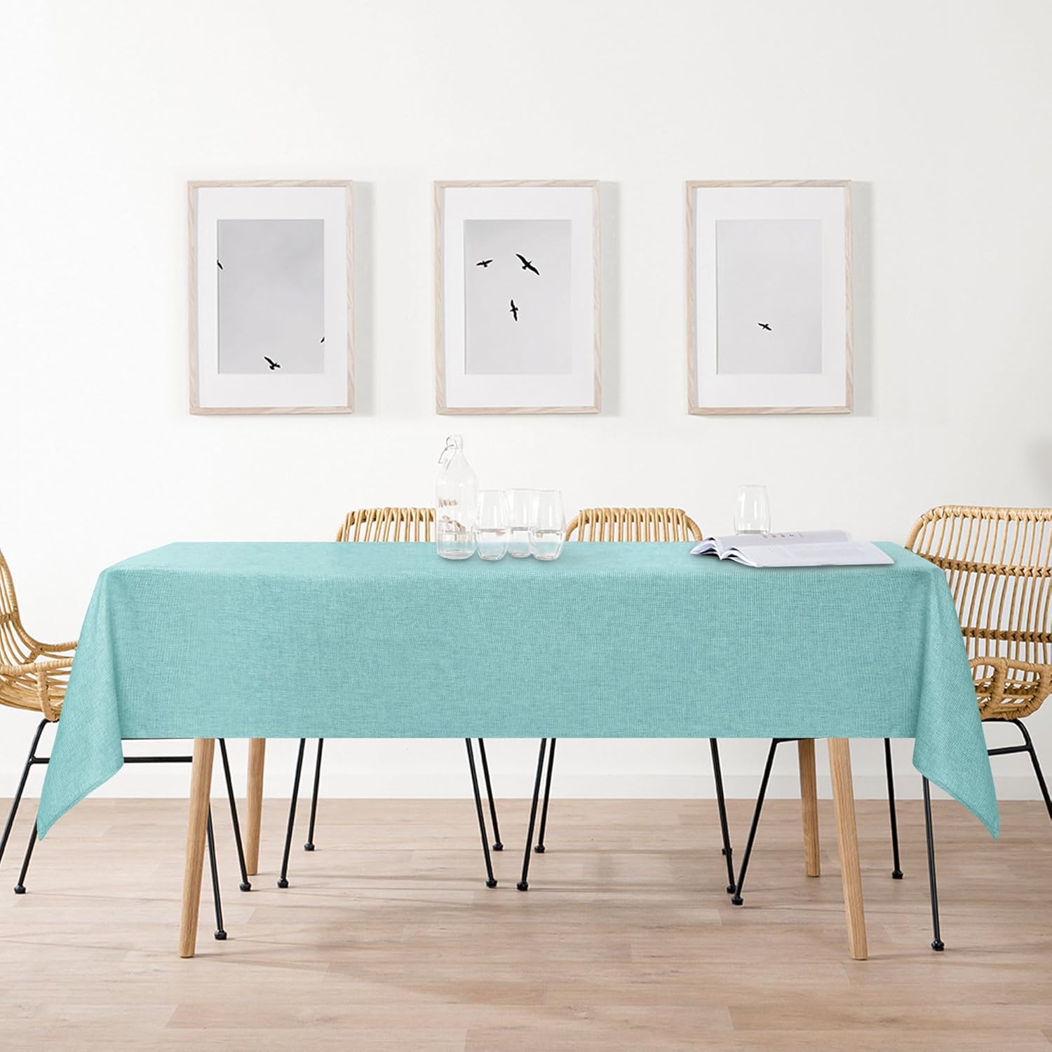 DWCN - Aqua Bleu Lin - 135x260cm - nappe lavable et imperméable