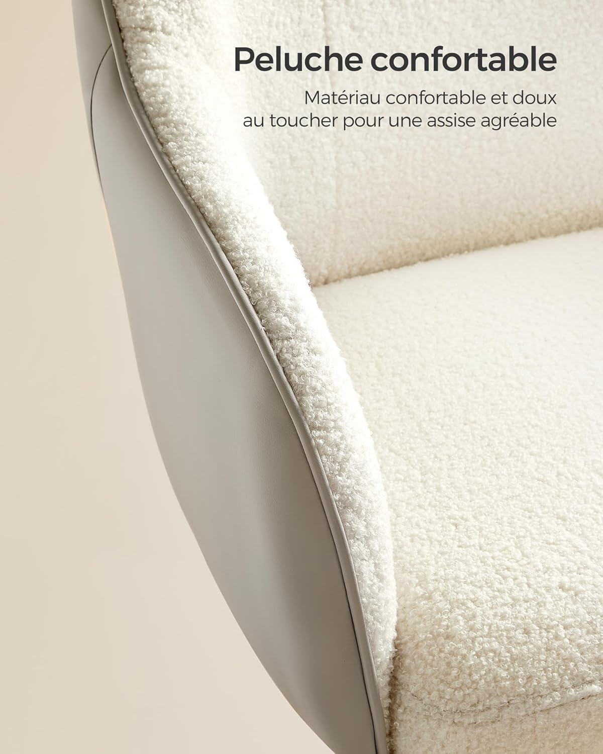 SONGMICS - chaise de bureau ergonomique, hauteur réglable, tissu respirant, acier, beige cappuccino, 110kg - OBG019W01