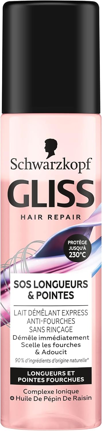 Schwarzkopf - Gliss SOS Longueur & Pointes - 200ml - Lait démêlant, 90% naturel, scelle fourches