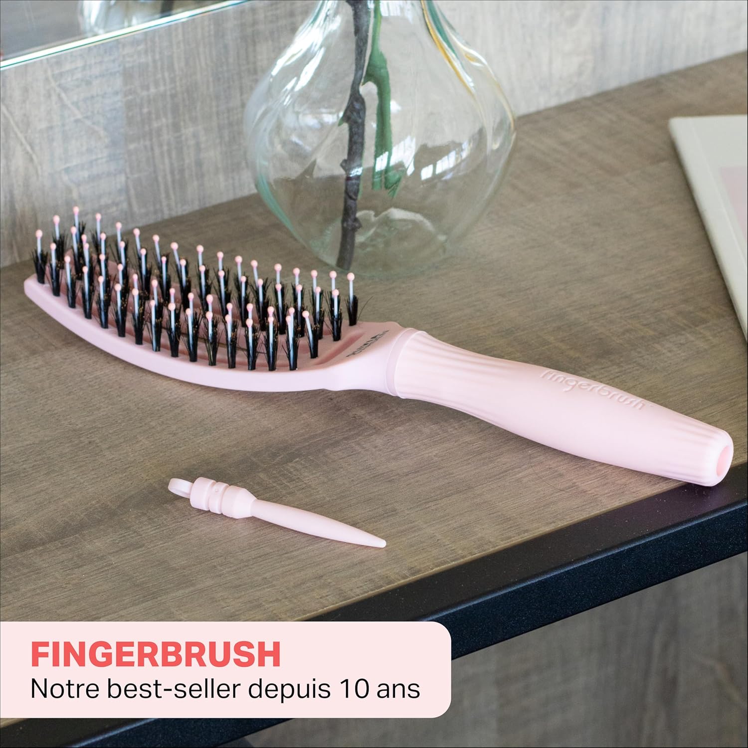 Olivia Garden - Fingerbrush Care Iconic - démêlante sanglier nylon - brillance et coiffage lisse