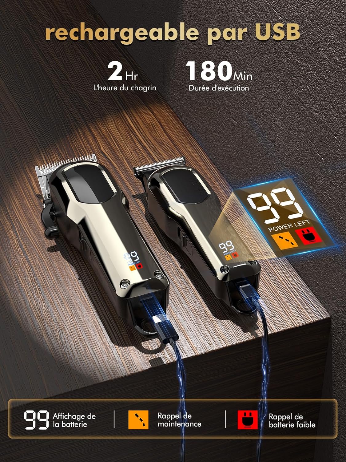 Tondeuse cheveux homme - kit professionnel barbe et coiffure - outils multifonctions - coupe précise - pour usage famili