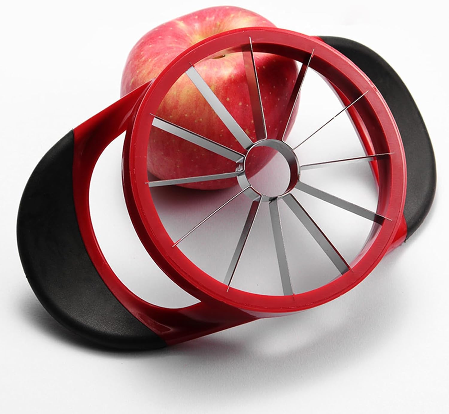 Tranche-pomme - 12 tranches inox - Rouge - découpe rapide fruits