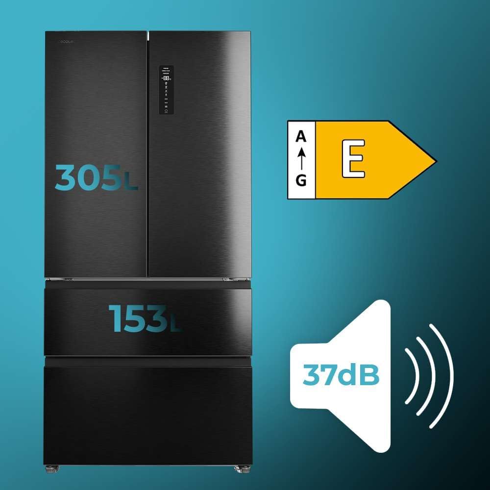 Cecotec - Bolero CoolMarket F2D - 189x83 cm - 458L, No Frost, Inverter, MetalFlexCooling, F2D458SBI