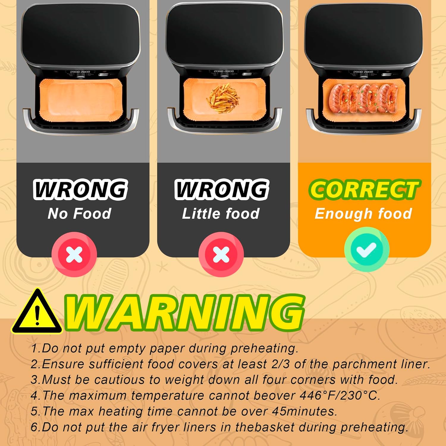 Papier cuisson air fryer - 225PCS - rond, antiadhésif, plat, AF500EU/AF500EUCP