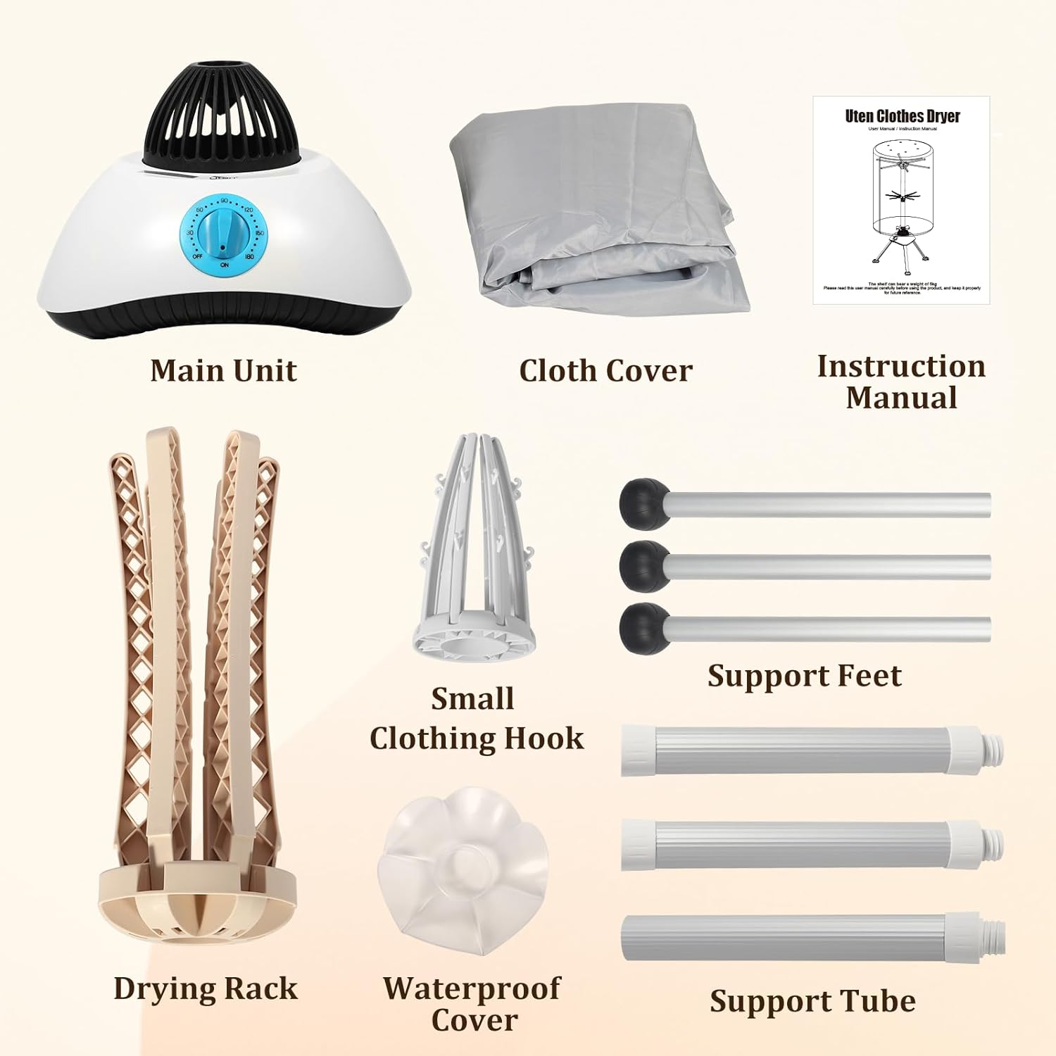 Sèche-linge électrique - 140cm - pompe à chaleur, 2 couches, 1000W, minuterie