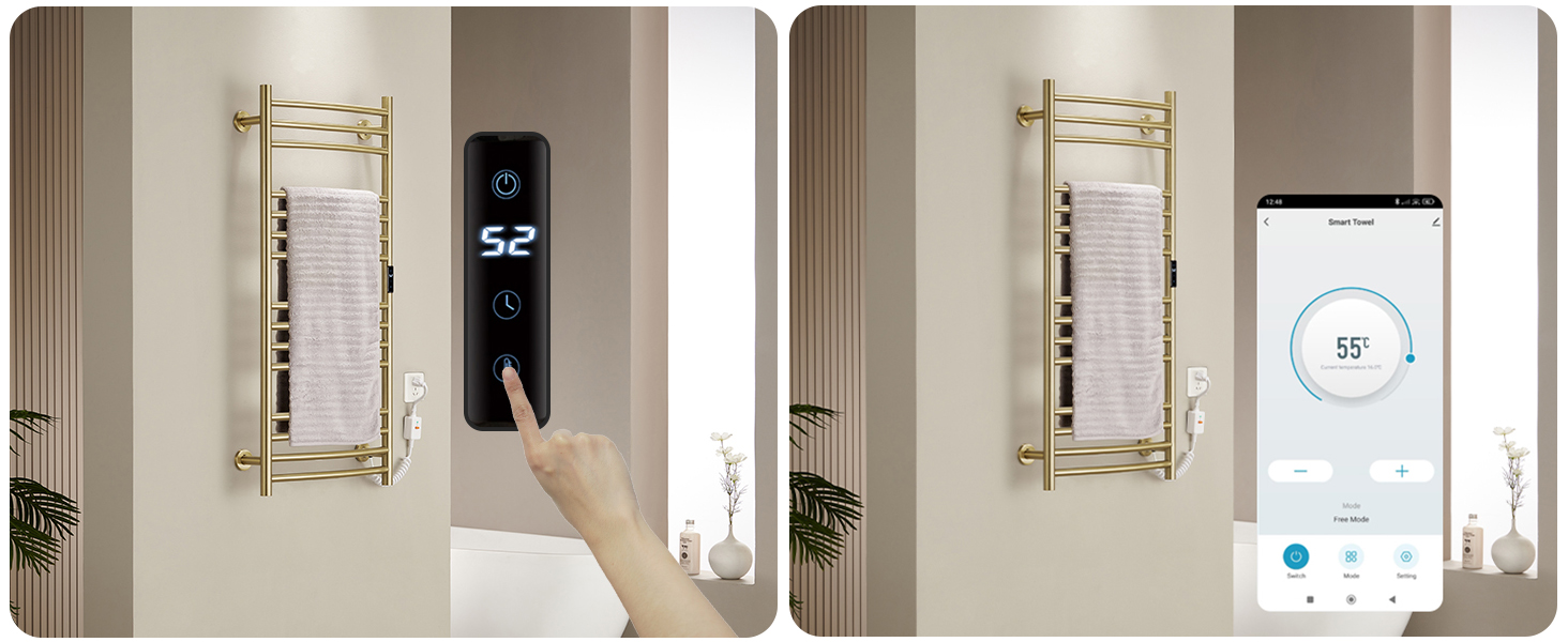 une main qui appuie un doigt sur un porte-serviettes.