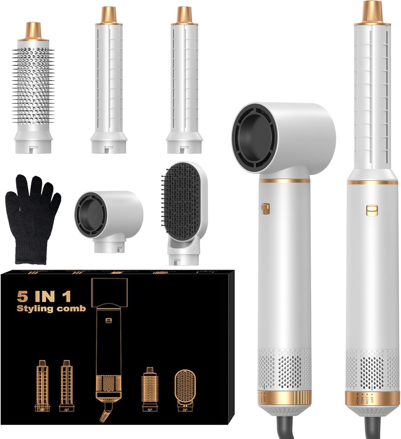 OKWRAP - Airbrush 5 en 1 - Styler ionique, brushing, boucle, lisse