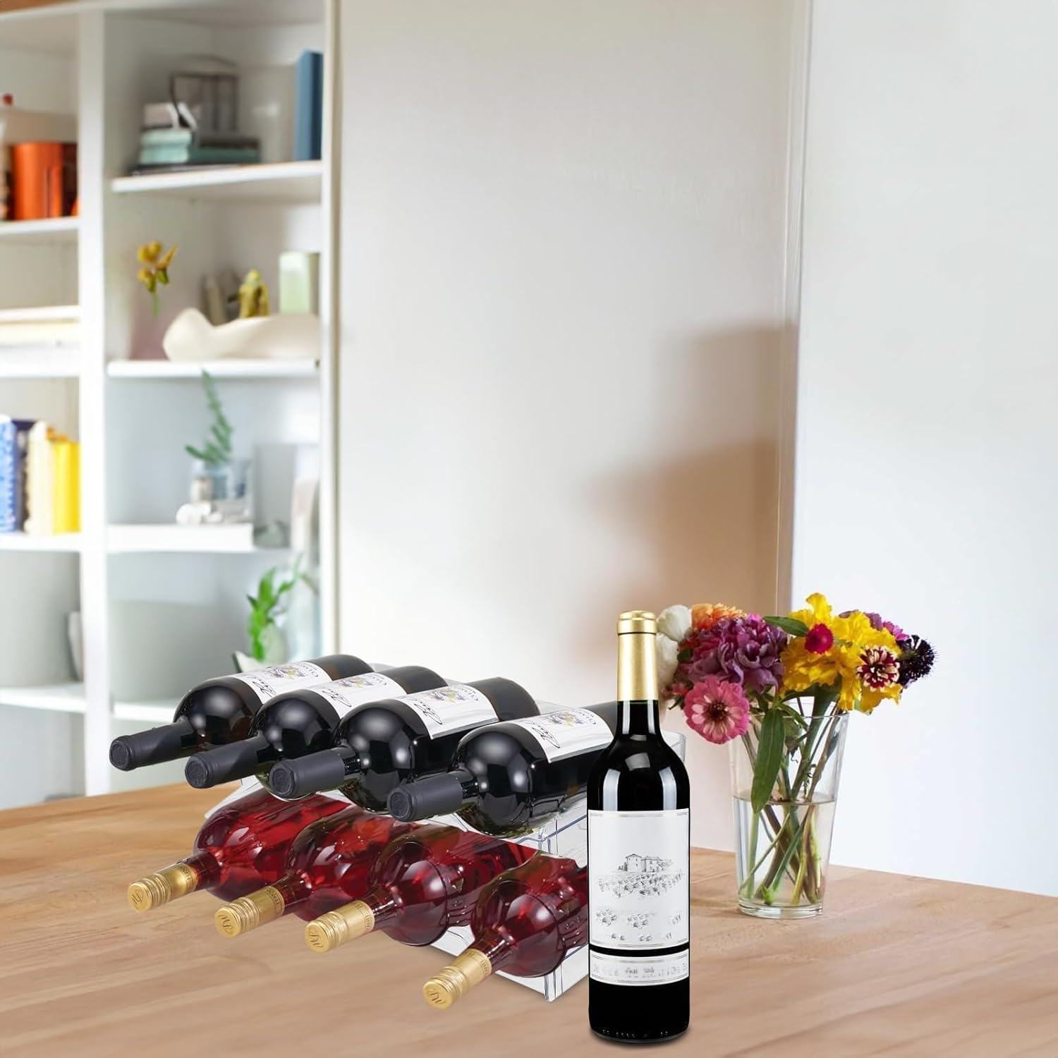 Range-bouteilles empilable plastique - 8 bouteilles - pour frigo et cuisine