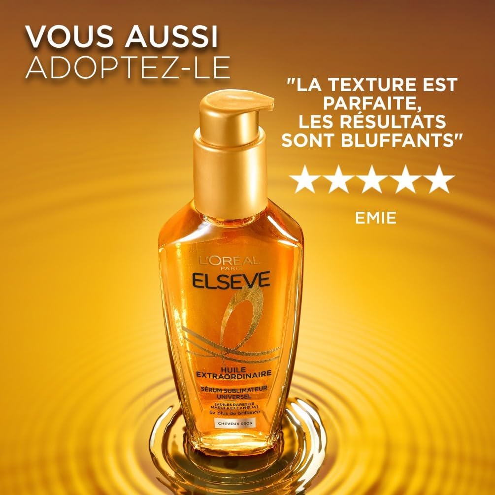 L'Oréal Paris - Elseve Huile Extraordinaire - 100ml - huiles marula & camélia, nourrissant, sans rinçage