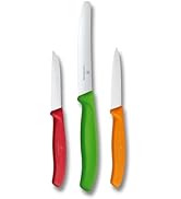 Victorinox Lot de 3 couteaux à légumes inoxydables lavables au lave-vaisselle Rouge Orange Vert