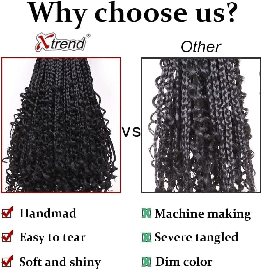 Xtrend - extensions tressées longues 76 cm - bouclées préformées, 8 paquets, 12 mèches/pqt, noir - 53#