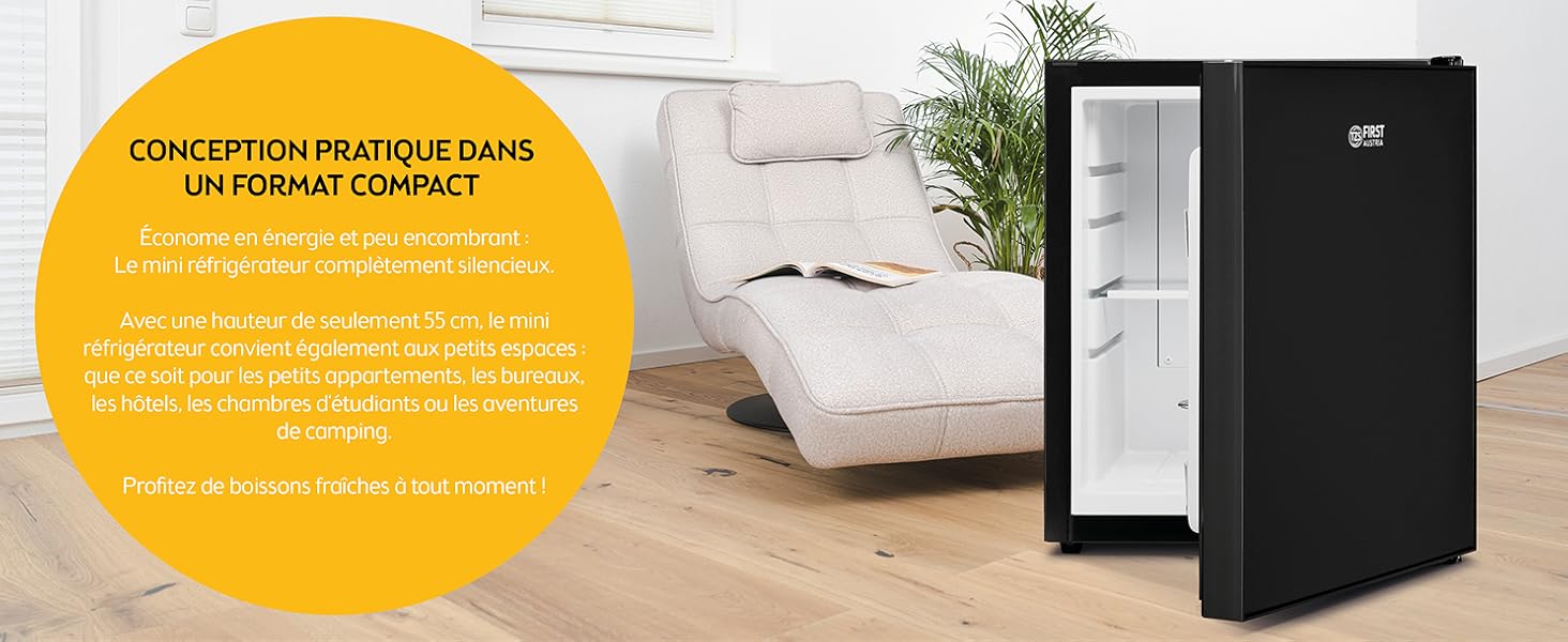 TZS First Austria Mini Frigo de Chambre 40L - Petit Frigo Pratique et Compact - Idéal pour Chambre