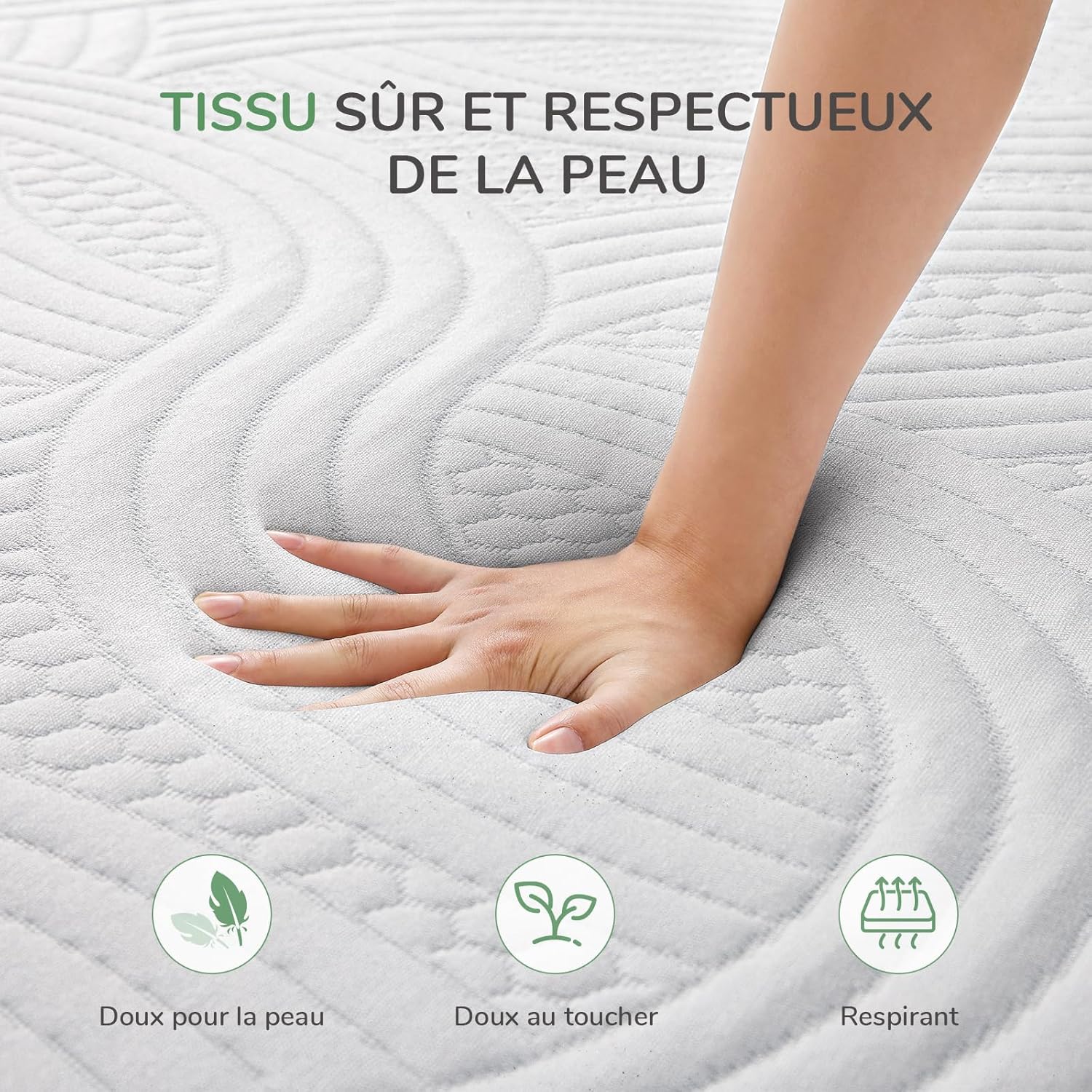 Novilla - Surmatelas Gel - 100x200 cm - Mousse mémoire, 5 cm, housse lavable