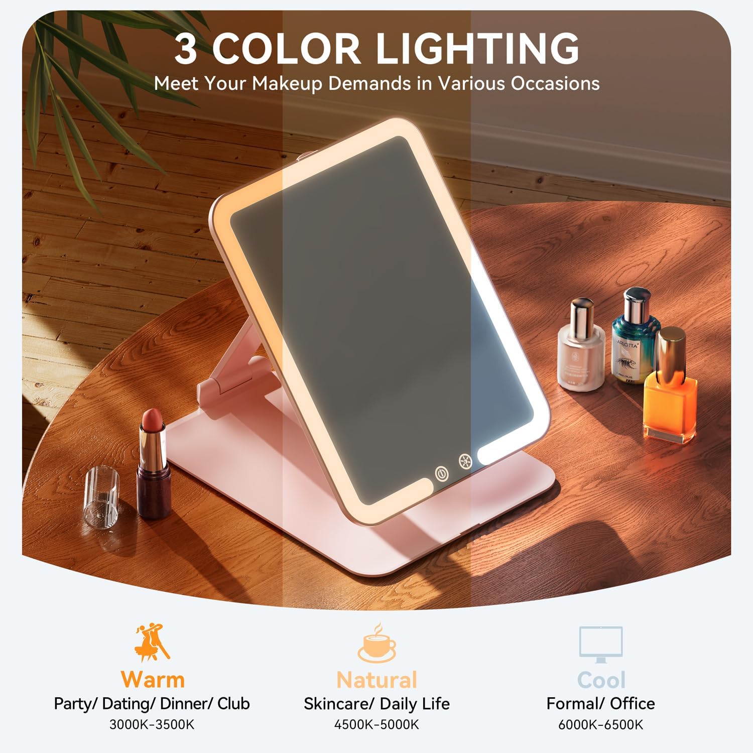 Auxmir - miroir maquillage série LED - 48 LED - USB rechargeable, écran tactile