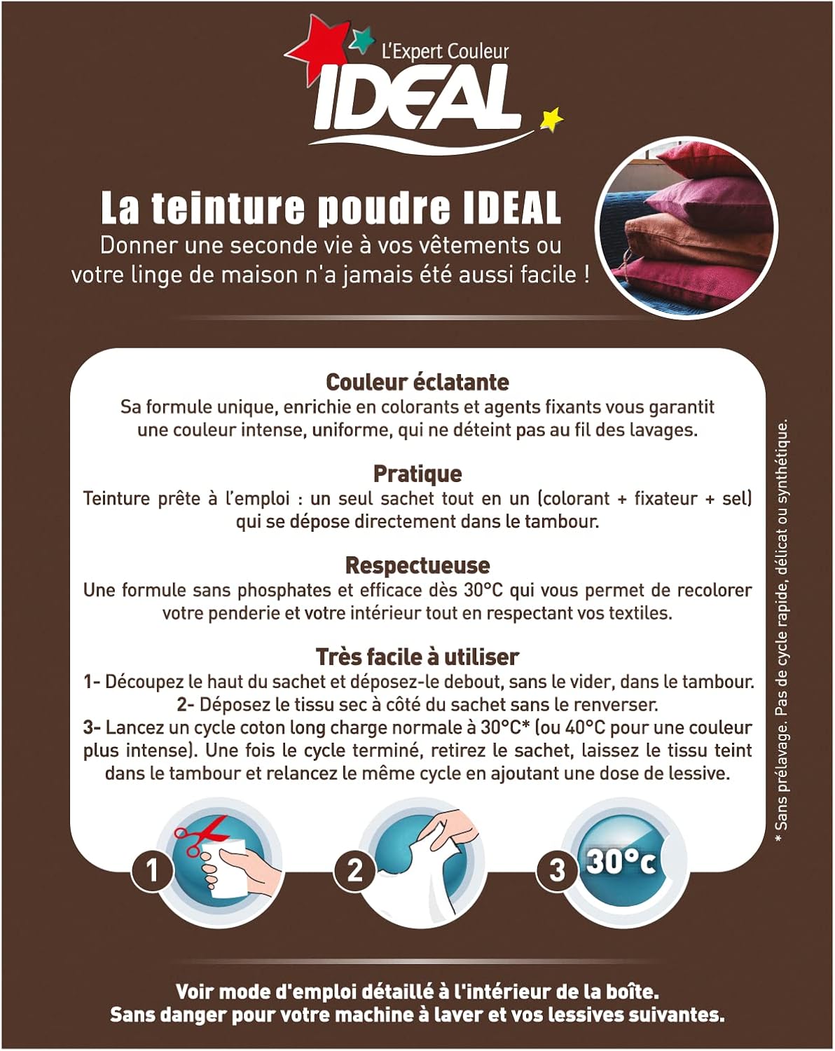 Ideal - Teinture Textile Tout en Un - 350g - coloris chocolat