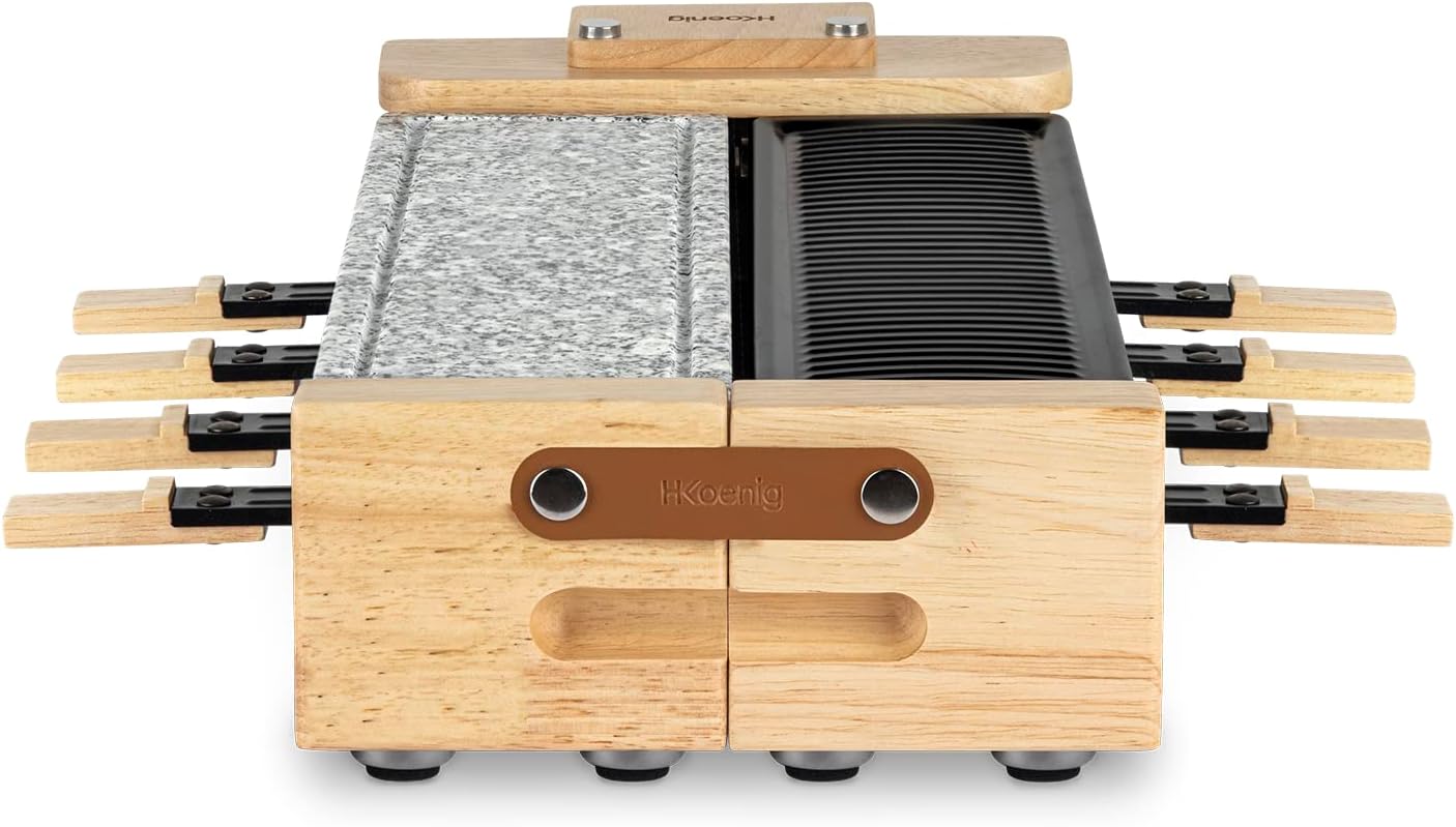H.Koenig - raclette/fondue 8 pers - granit/bois - socle 180°, WOD360