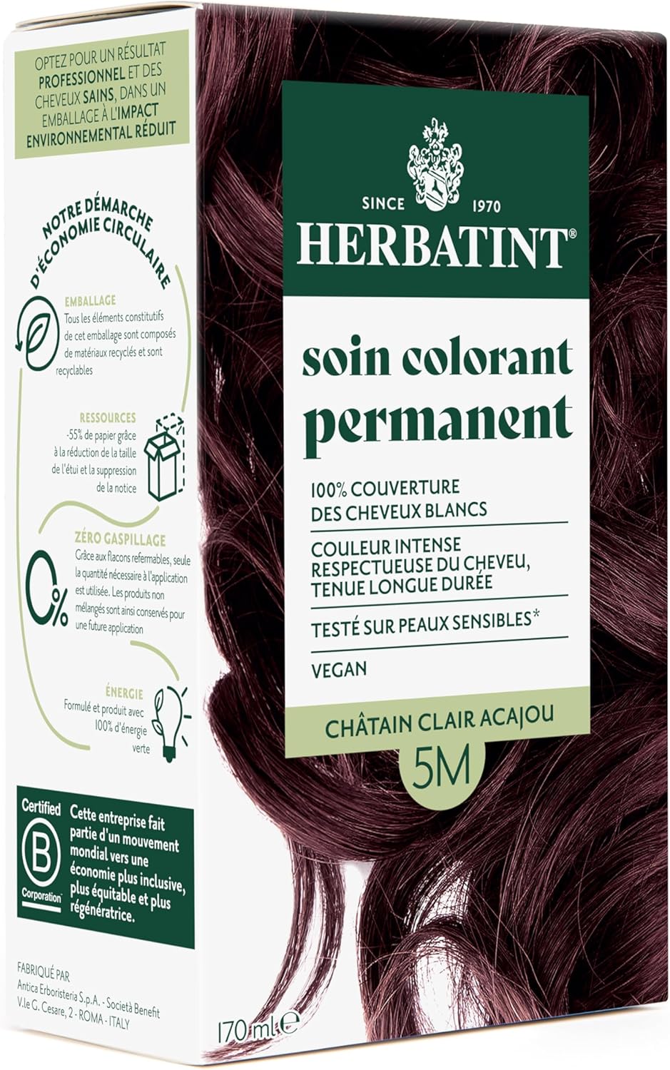 Herbatint - coloration permanente cheveux 170ml sans ammoniaque 5M
