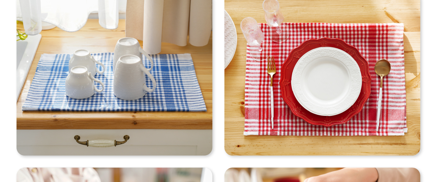 un napperon bleu et blanc est posé sur une