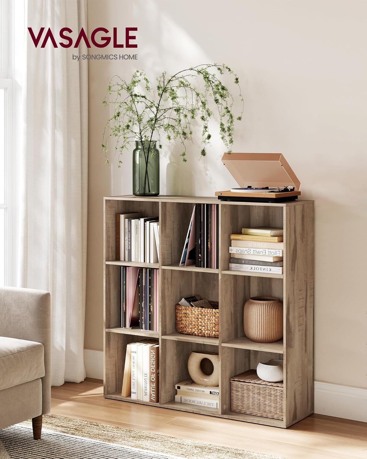 VASAGLE - bibliothèque cubique 9 compartiments - rangement sur pied LBC177K01