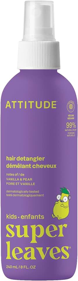 ATTITUDE - Démêlant Enfant Sans Rinçage 240mL - Végan, parfum vanille-poire