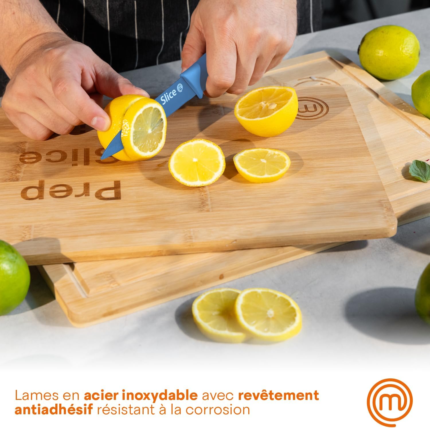 MasterChef - Nordic Collection - 3 pièces - couteaux inox cuisine, lames antiadhésives, poignées ergonomiques