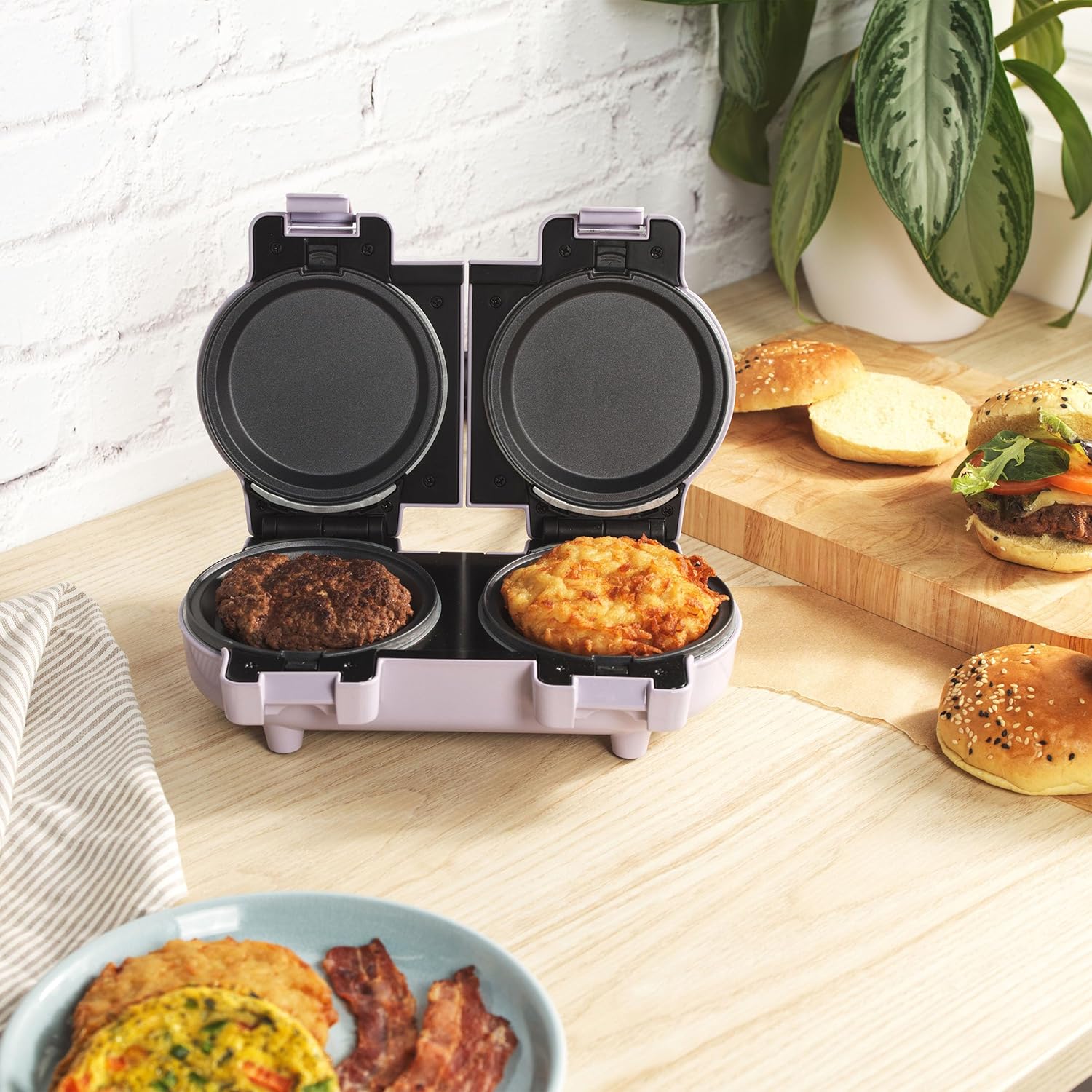 Giles & Posner - Double Waffle Maker - compact - plaques antiadhésives amovibles