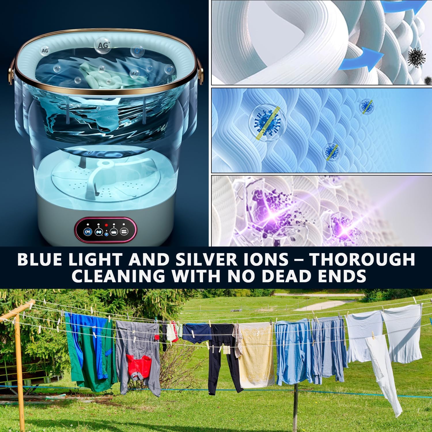 Mini lave-linge pliable - 15L - compact, portable, idéal voyage