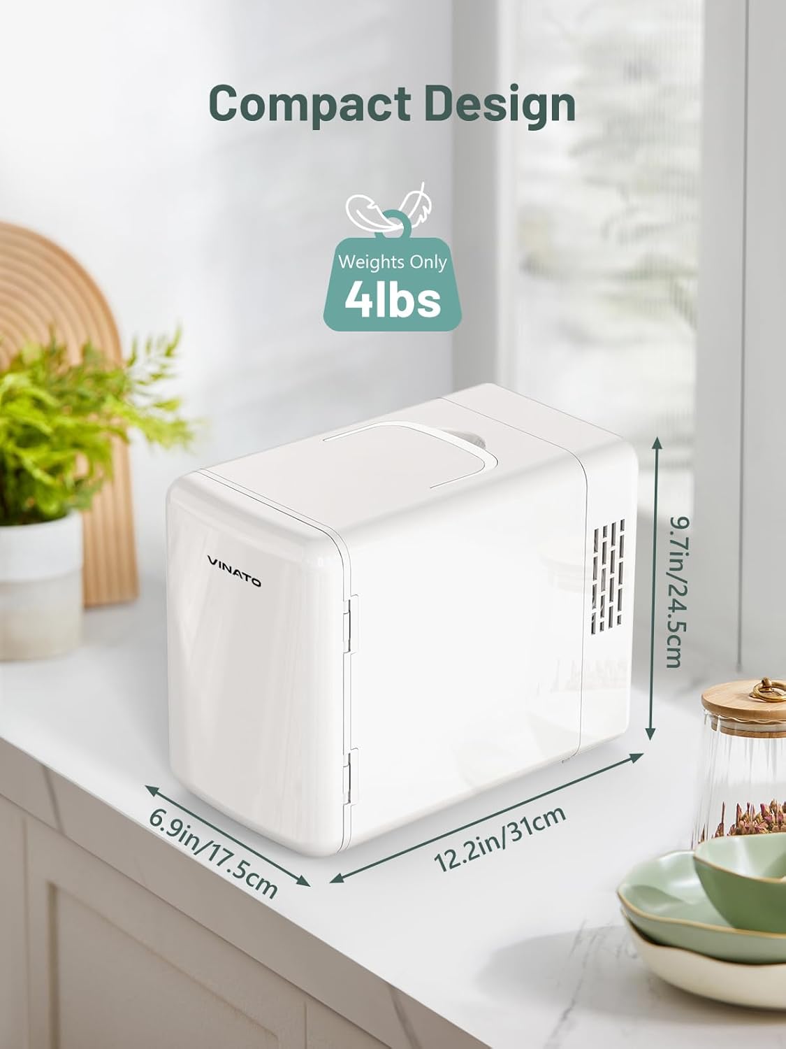 VINATO - Mini réfrigérateur 6L - refroidit et chauffe, portable, blanc