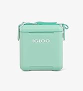 Le texte se lit comme suit : « IGLOO ». Sac isotherme vert menthe présenté sous plusieurs angles, doté d'une fermeture à glissière et d'une sangle de transport.