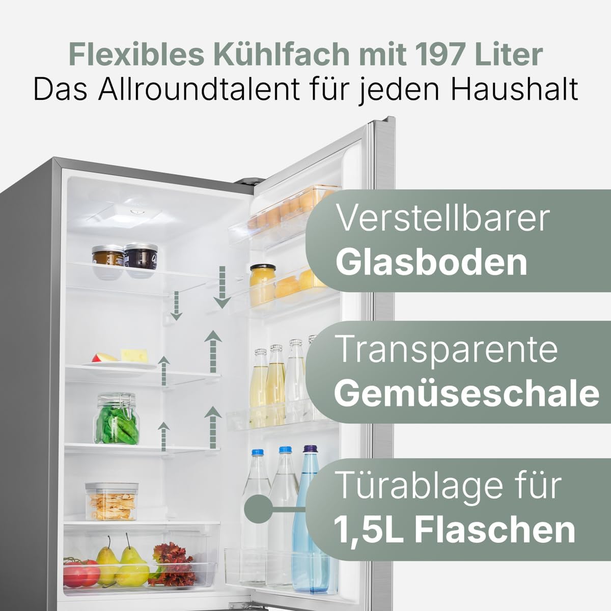 Bomann - KG7353 - réfrigérateur-congélateur 55cm, 268L, éclairage LED, inox