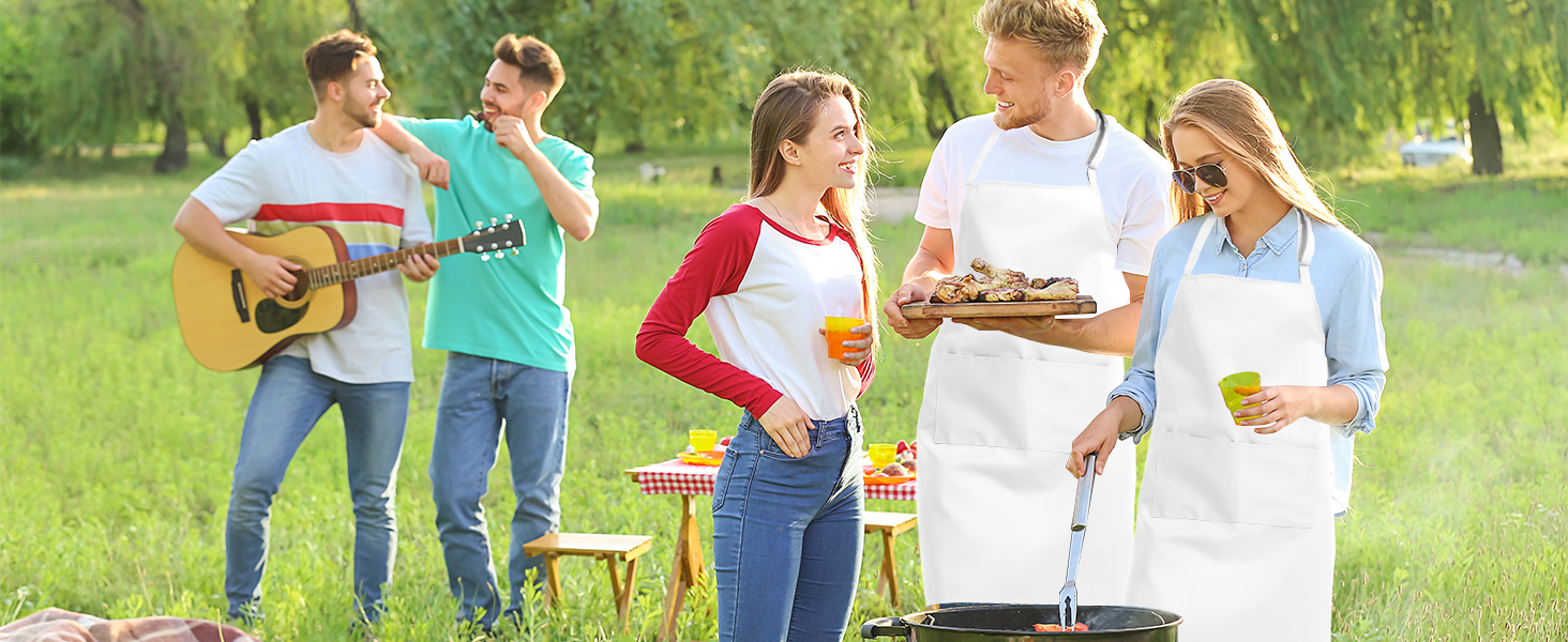 4 Pack Chef Tabliers Tablier avec Poches Etanche Réglable