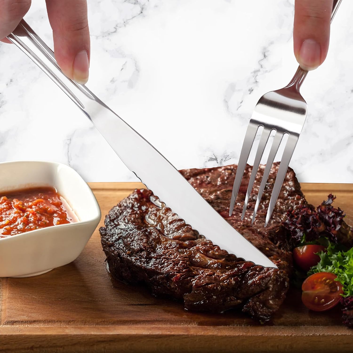 Hunnycook - couverts 24 pièces - 6 personnes - inox, manches élégants, lavable